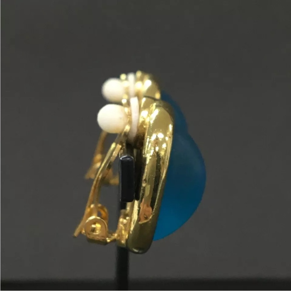 GIVENCHY Blue & Gold Tone Earrings - Picture 3 of 8